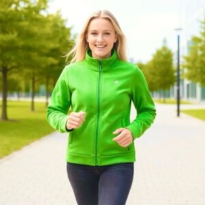 ADIDAS Size XL Bright Green Cozy Fleece Zip Up Jacket